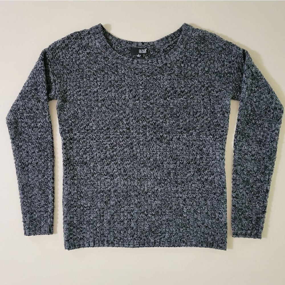a.n.a. Women's Black Marled Crewneck Long Sleeve Pullover Sweater